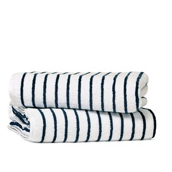 Cabana Stripe Beach Pool Towels - 100% Spun Cotton, Ultra Soft, Plush And Highly Absorbent, 30 X 70
