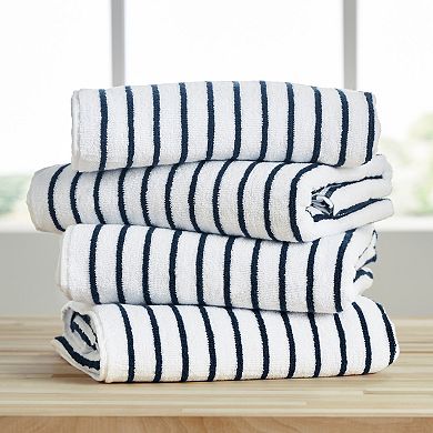 Cabana Stripe Beach Pool Towels - 100% Spun Cotton, Ultra Soft, Plush And Highly Absorbent, 30 X 70