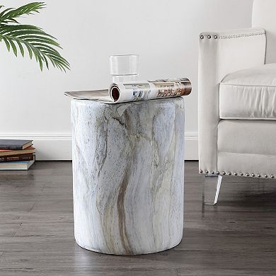 Troy Modern Minimalist Faux Marble Column Indoor/outdoor Accent Table