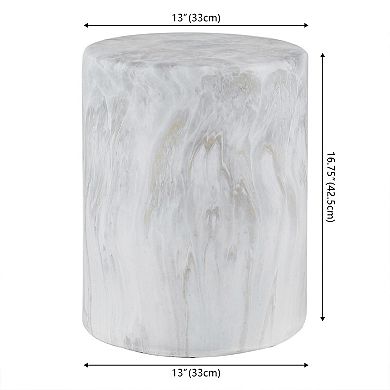 Troy Modern Minimalist Faux Marble Column Indoor/outdoor Accent Table