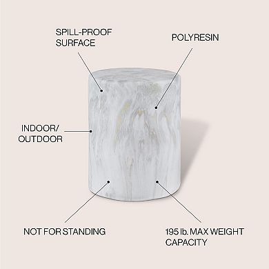 Troy Modern Minimalist Faux Marble Column Indoor/outdoor Accent Table