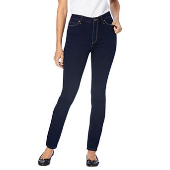 Woman Within Plus Size Slim-Leg Stretch Comfort Denim Five-Pocket Jeans