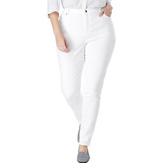 Woman Within Plus Size Slim-Leg Stretch Comfort Denim Five-Pocket Jeans