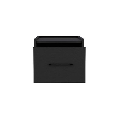 Yorktown Floating Nightstand, Space-saving Design With Handy Drawer And Surface