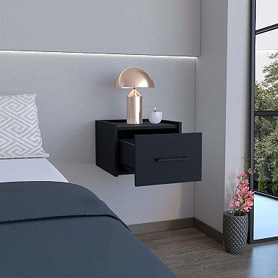 Yorktown Floating Nightstand, Space-saving Design With Handy Drawer And Surface