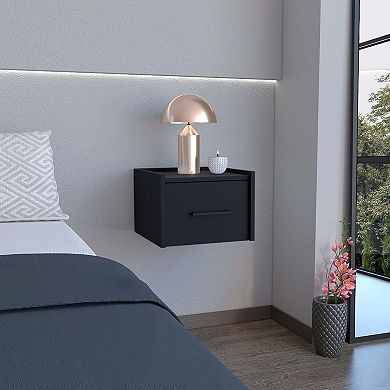 Yorktown Floating Nightstand, Space-saving Design With Handy Drawer And Surface