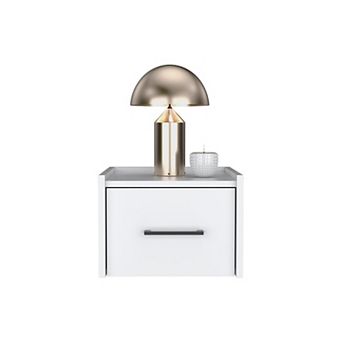 Yorktown Floating Nightstand, Space-saving Design With Handy Drawer And Surface