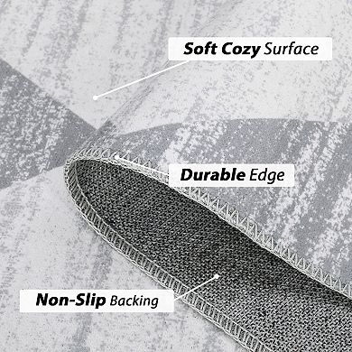 Garvee Modern Geometric Trellis Rug Washable Soft Low Pile Throw Carpet