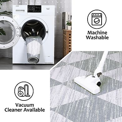 Garvee Modern Geometric Trellis Rug Washable Soft Low Pile Throw Carpet