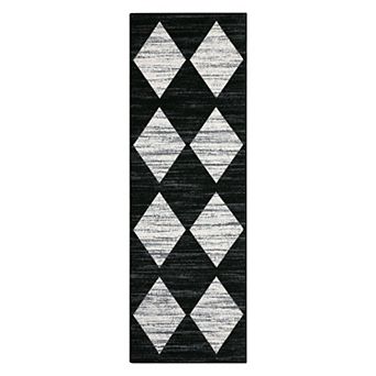 Garvee Modern Geometric Trellis Rug Washable Soft Low Pile Throw Carpet