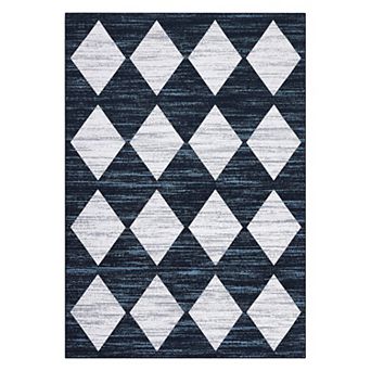Garvee Modern Geometric Trellis Rug Washable Soft Low Pile Throw Carpet
