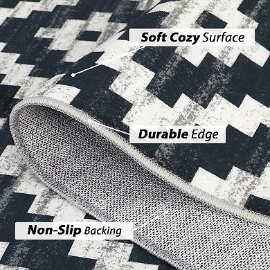 Garvee Modern Trellis Rug Machine Washable Soft Shaggy Floor Carpet
