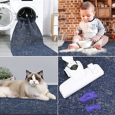 Garvee Textured Jacquard Washable Area and Modern Solid Rug