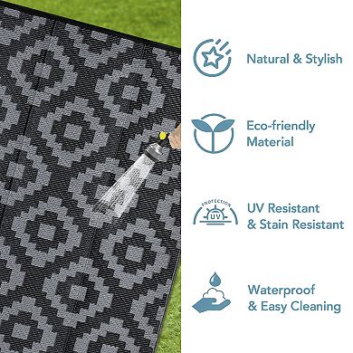 Garvee Outdoor Modern Floral Plastic and Camping Rug