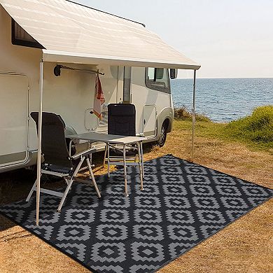 Garvee Outdoor Modern Floral Plastic and Camping Rug