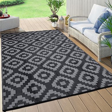 Garvee Outdoor Modern Floral Plastic and Camping Rug