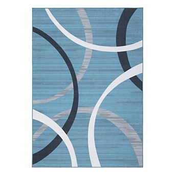 Garvee Modern Wavy Circles Design Rug Indoor Foldable Accent Rug
