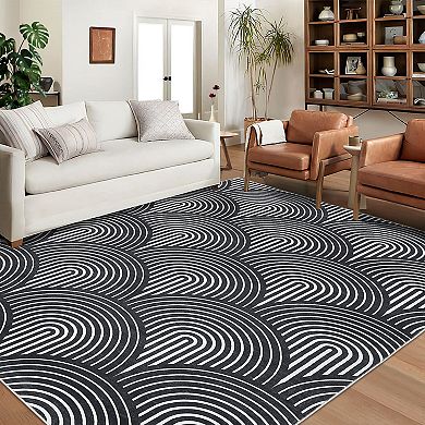 Garvee Contemporary Stripes Rug Soft Modern Abstract Throw Carpet