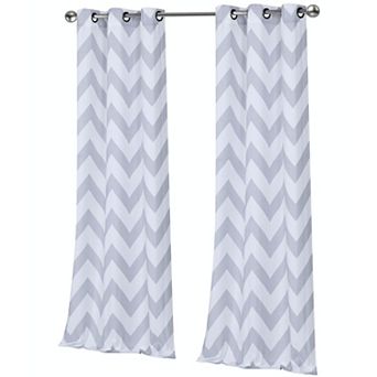 Kate Aurora Living 2 pc Silver and White Metallic Chevron Grommet Curtain Panels - 84 in Long