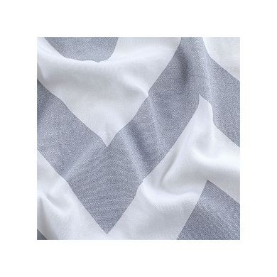 Kate Aurora Living 2 Piece Silver and White Metallic Chevron Grommet Curtain Panels - 84 In. Long