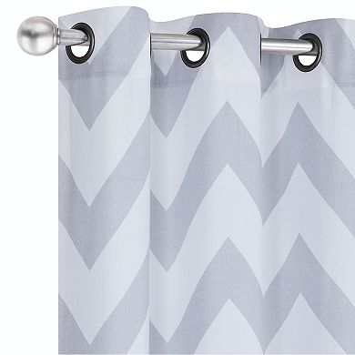 Kate Aurora Living 2 Piece Silver and White Metallic Chevron Grommet Curtain Panels - 84 In. Long