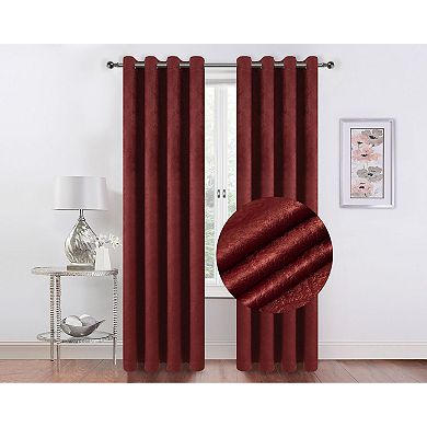 Kate Aurora 2 Pack Hotel Embossed Textured Light Filtering Grommet Top Window Curtain Panels