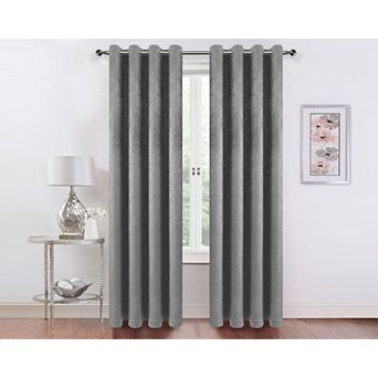 Kate Aurora 2 Pack Hotel Embossed Textured Light Filtering Grommet Top Window Curtain Panels