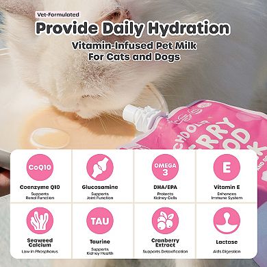 Choolip Berry Good Pet Milk - Vitamin-infused Milk for Cats and Dogs - Kidney, Urinary Supplement