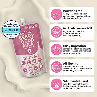 Choolip Berry Good Pet Milk - Vitamin-infused Milk for Cats and Dogs - Kidney, Urinary Supplement