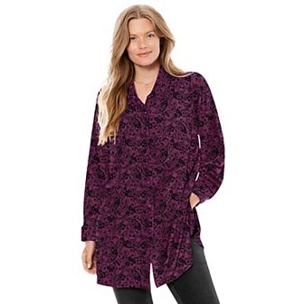 Woman Within Plus Size Velour Shirt