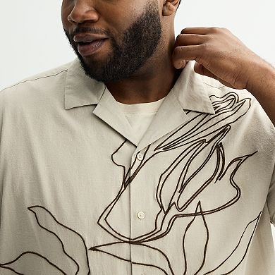 Big & Tall Apt. 9® Short Sleeve Floral Embroidered Camp Collar Shirt