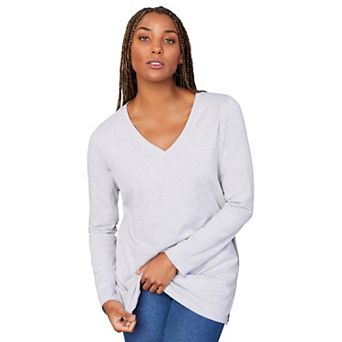 June + Vie Women's Plus Size Long-sleeve V-neck One + Only Tunic