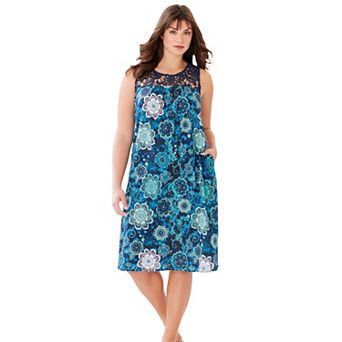 Only Necessities Plus Size Crochet Gauze Sleeveless Lounger