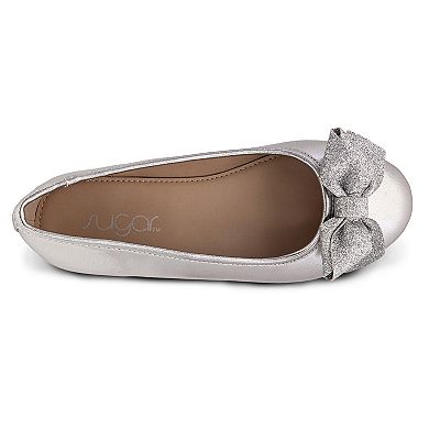 sugar Nilah Girls' Sparkle Bow Ballet Flats