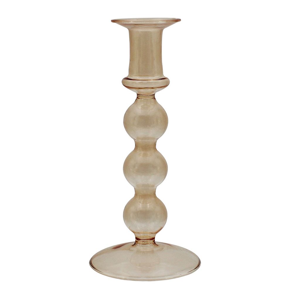 Glass Novelty Bubble Taper Candle Holder - Green, 7 in.