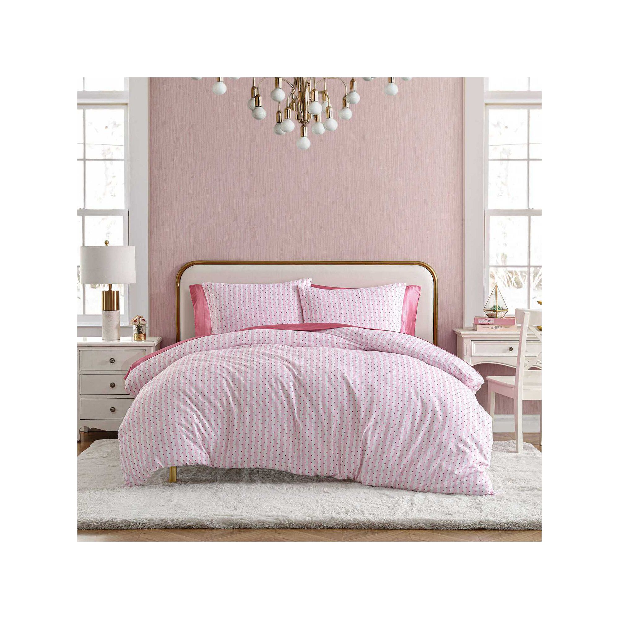 Betsey Johnson Wonderland Stripe Pink Duvet Set