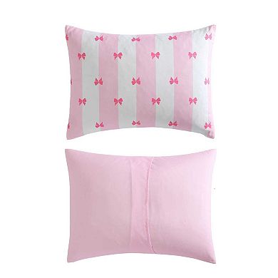 Betsey Johnson Bow Stripe Pink Comforter Set