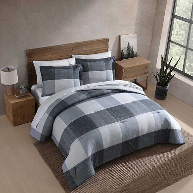 Eddie Bauer Oversized Plaid Grey Comforter Set