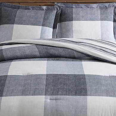 Eddie Bauer Oversized Plaid Grey Comforter Set