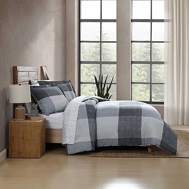 Eddie Bauer Oversized Plaid Grey Comforter Set