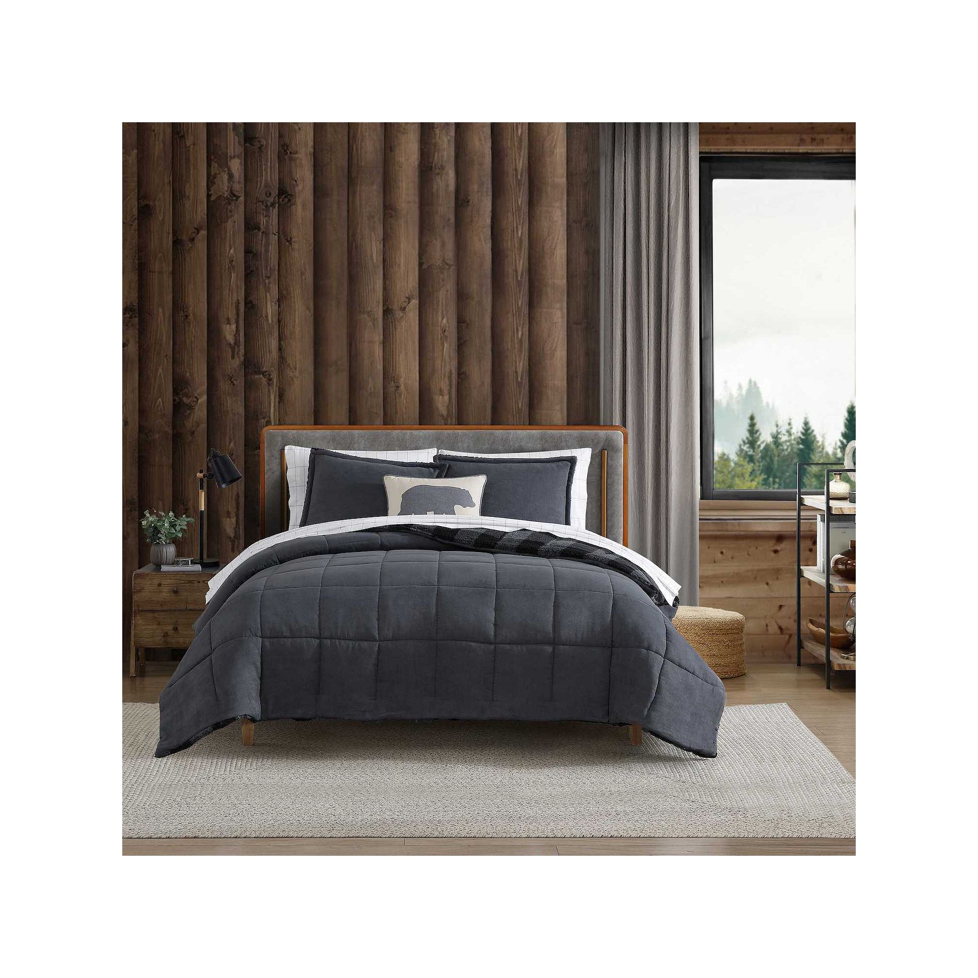 Eddie Bauer Cabin Plaid Comforter Set with Shams, Gray