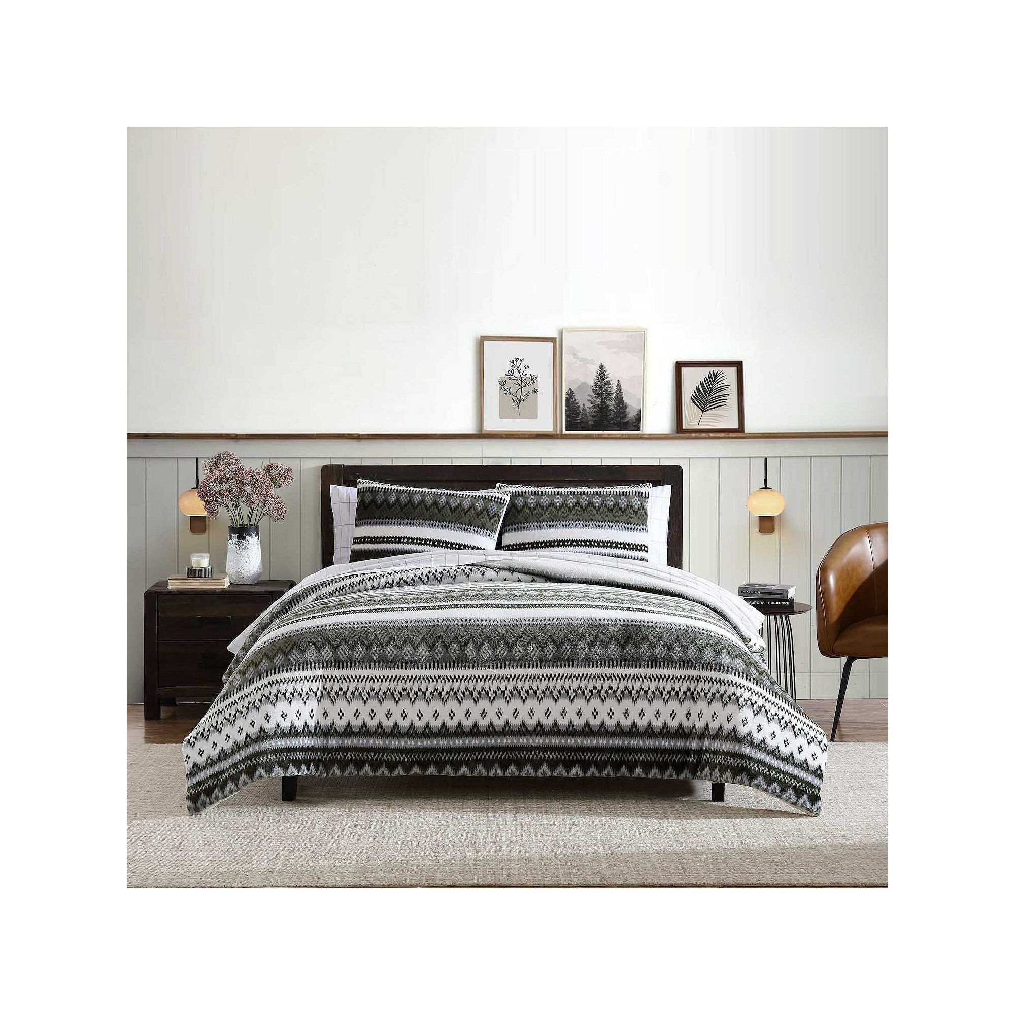 Eddie Bauer Shelton Fair Isle Comforter Set with Shams, Green