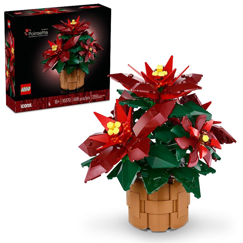 LEGO - Icons Poinsettia Plant Building Set and Centerpiece Table Decoration 10370