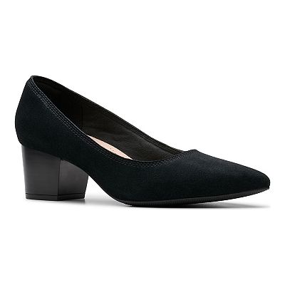 Clarks Ellanie Hope Pump Women s Black Suede Size 8.5 Pumps