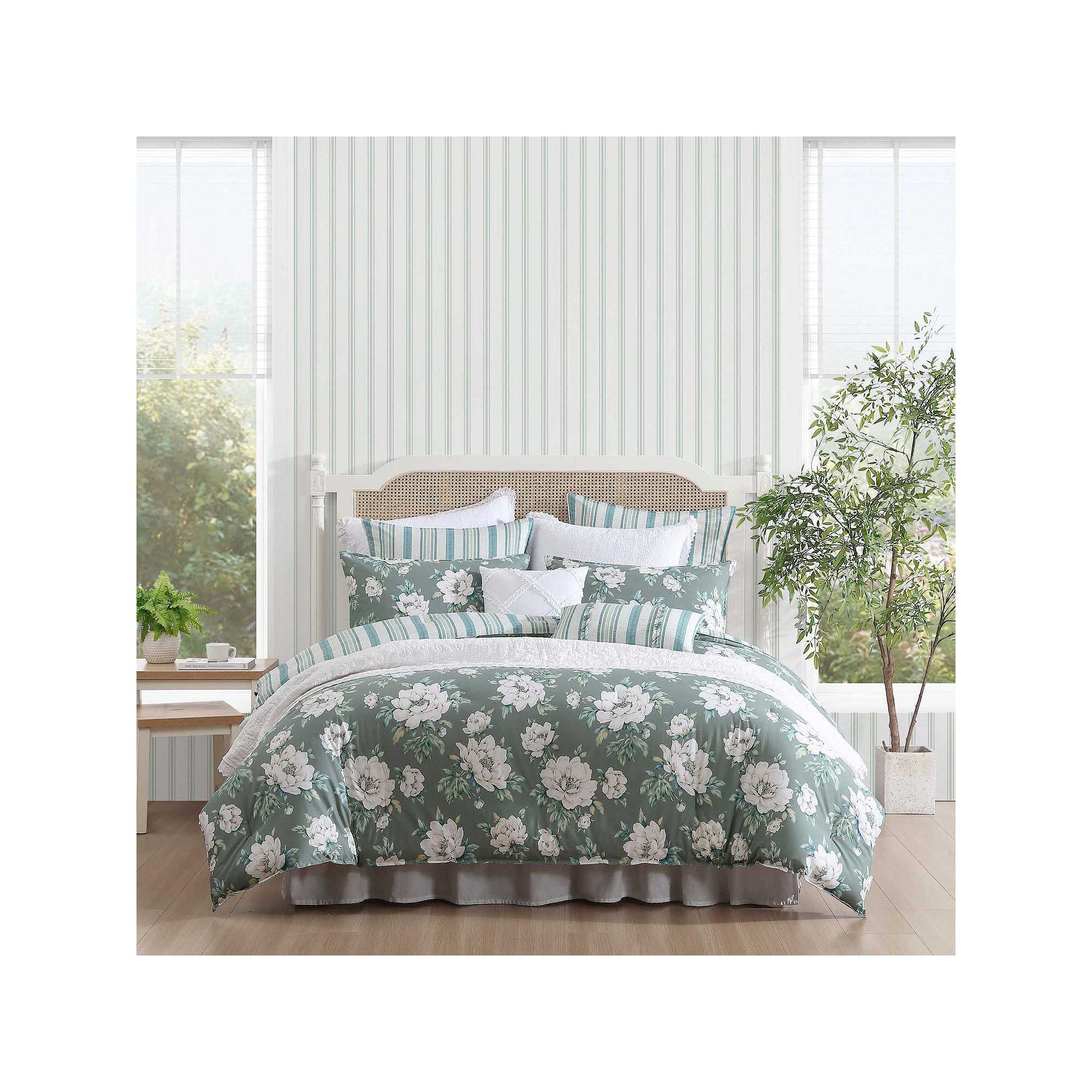 Laura Ashley Wisley Floral Green Bonus Comforter Set