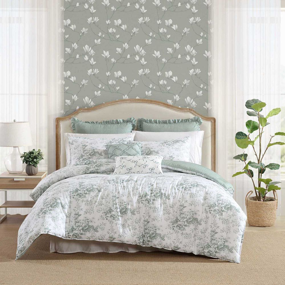 Queen, Laura Ashley Toile Delight Bonus Comforter Set