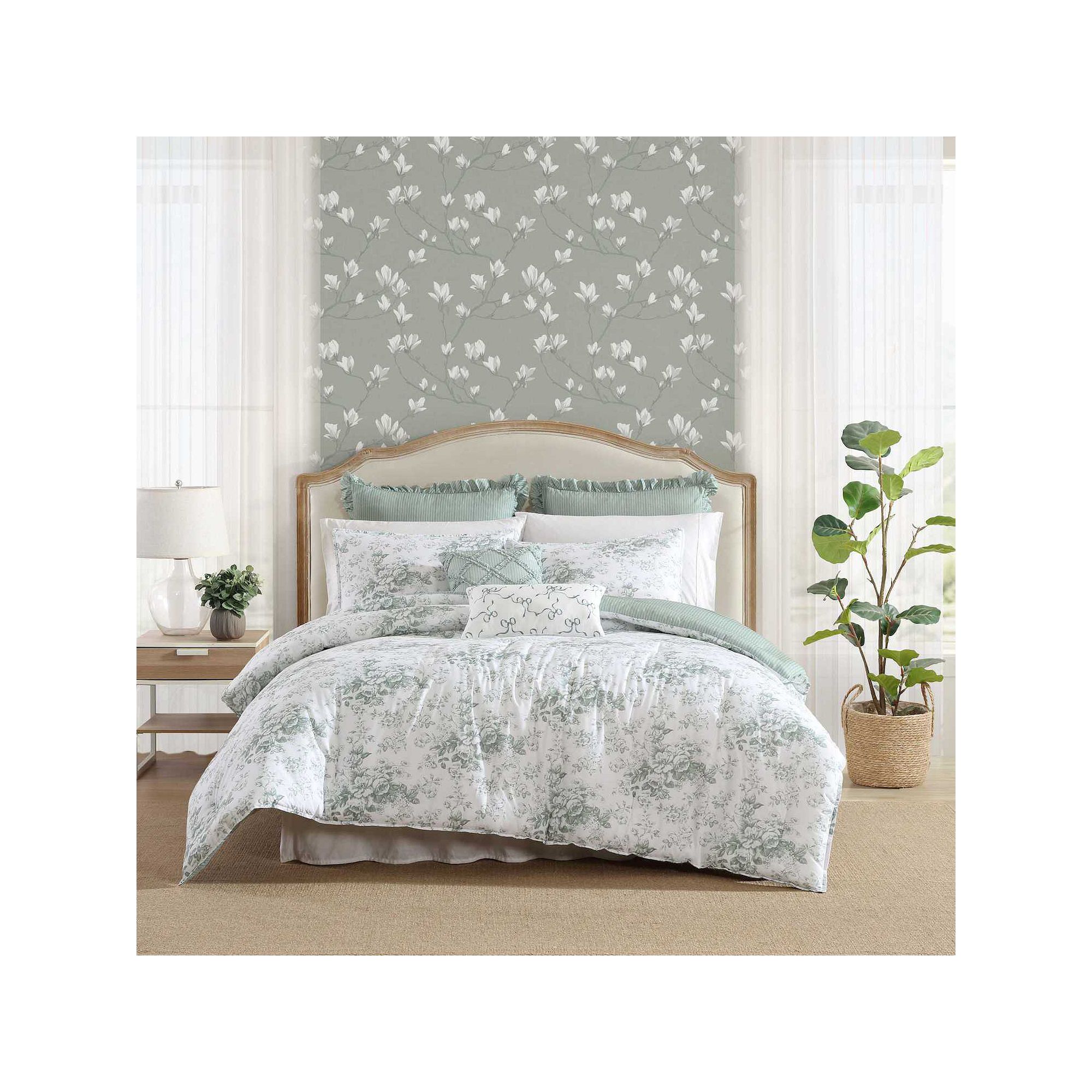 Laura Ashley Toile Delight Bonus Comforter Set, Green