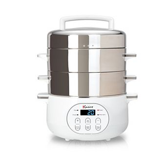 Electric Food Steamer; Stainless Steel, White, Digital, Large Capacity