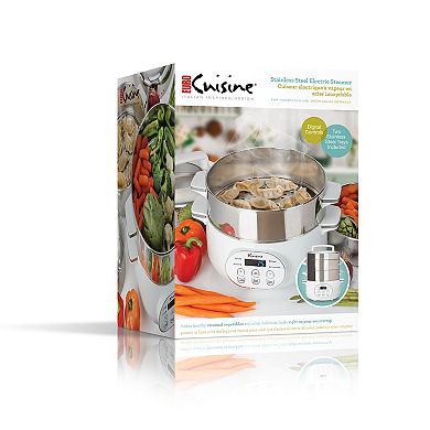 Electric Food Steamer; Stainless Steel, White, Digital, Large Capacity
