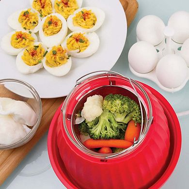 Electric Food Steamer And Egg Cooker - Red